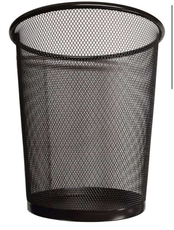 Circular Mesh Wastebasket Trash Can, Waste Basket Garbage Can Bin for Bathrooms, Kitchens, Home Offices, Dorm Rooms (BLACK)