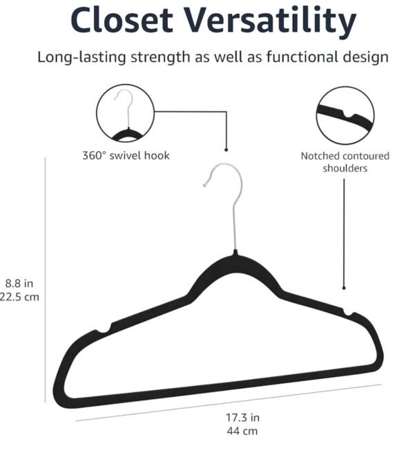 Slim Velvet Non-Slip Suit Hangers - Pack of 50, Black - Image 2